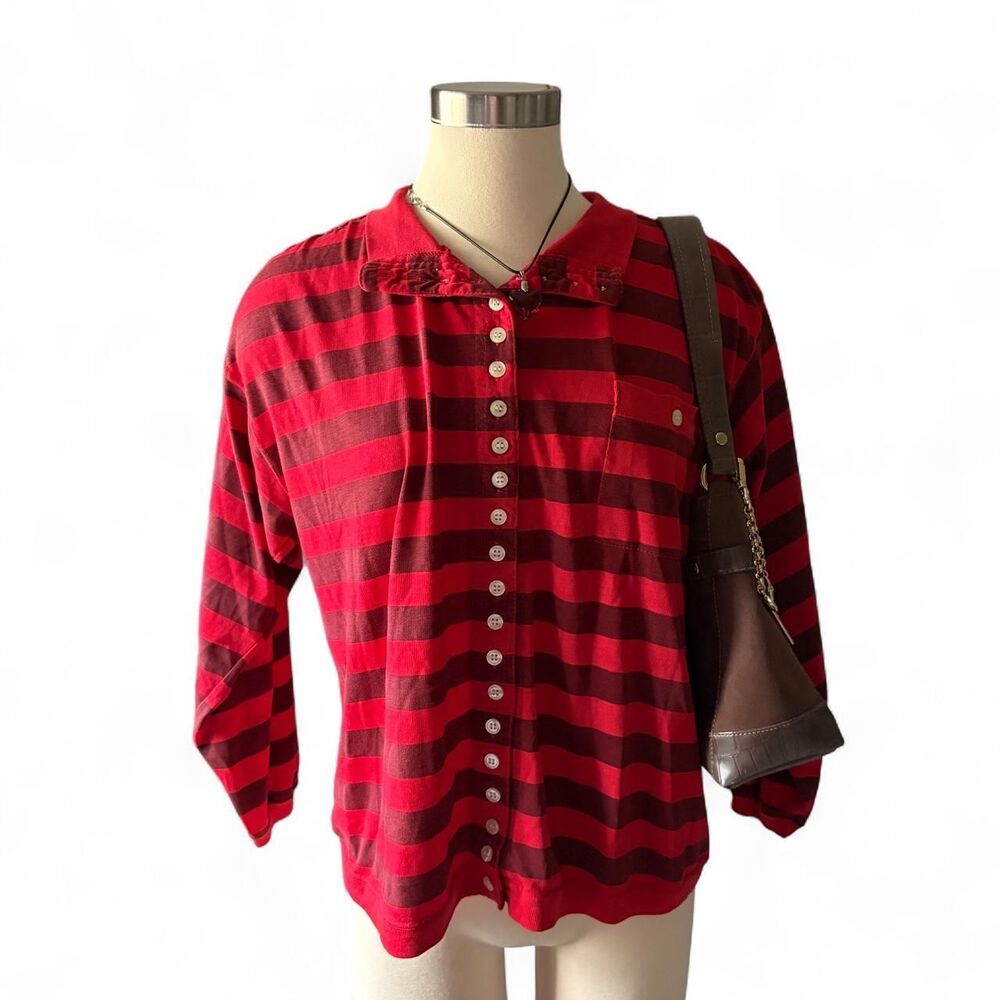 One-step-up Women's Red and Burgundy Blouse
